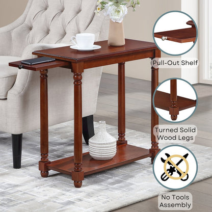 French Country Regent Chairside End Table with Pull-Out Shelf