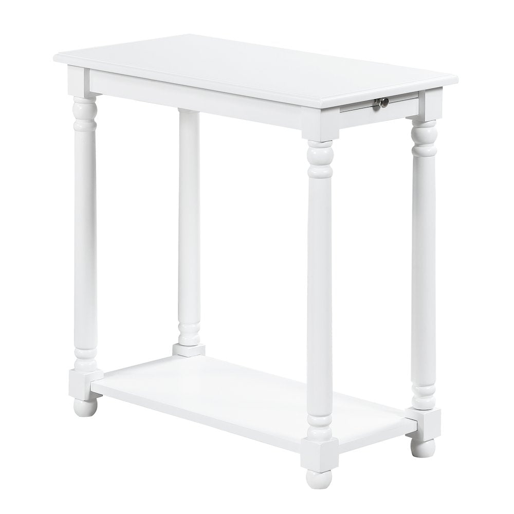 French Country Regent Chairside End Table with Pull-Out Shelf