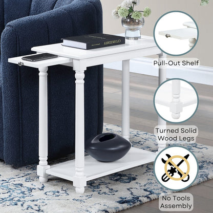 French Country Regent Chairside End Table with Pull-Out Shelf