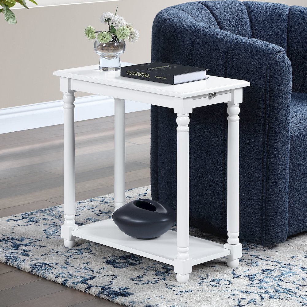 French Country Regent Chairside End Table with Pull-Out Shelf
