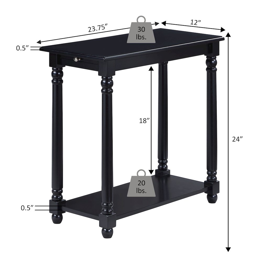 French Country Regent Chairside End Table with Pull-Out Shelf