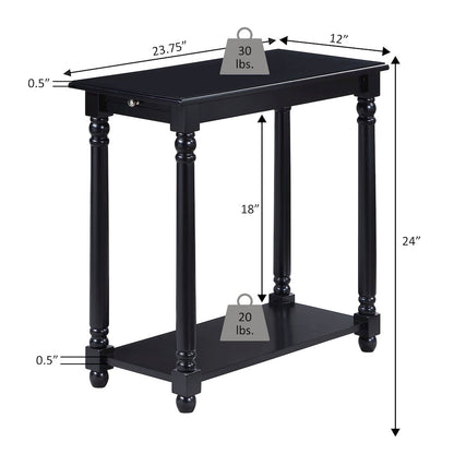 French Country Regent Chairside End Table with Pull-Out Shelf