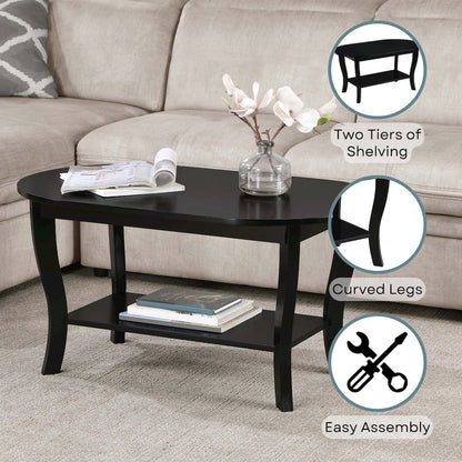 American Heritage Oval Coffee Table with Shelf