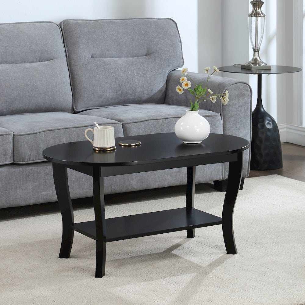 American Heritage Oval Coffee Table with Shelf