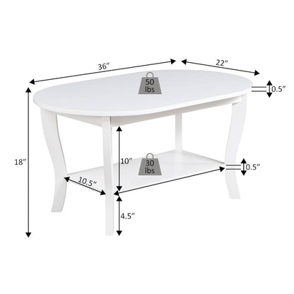 American Heritage Oval Coffee Table with Shelf
