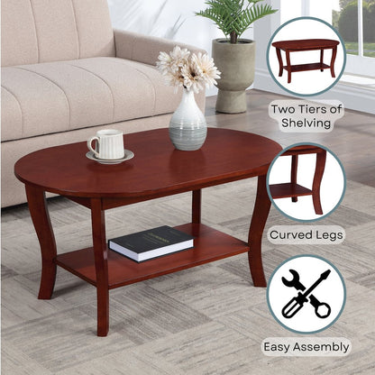 American Heritage Oval Coffee Table with Shelf