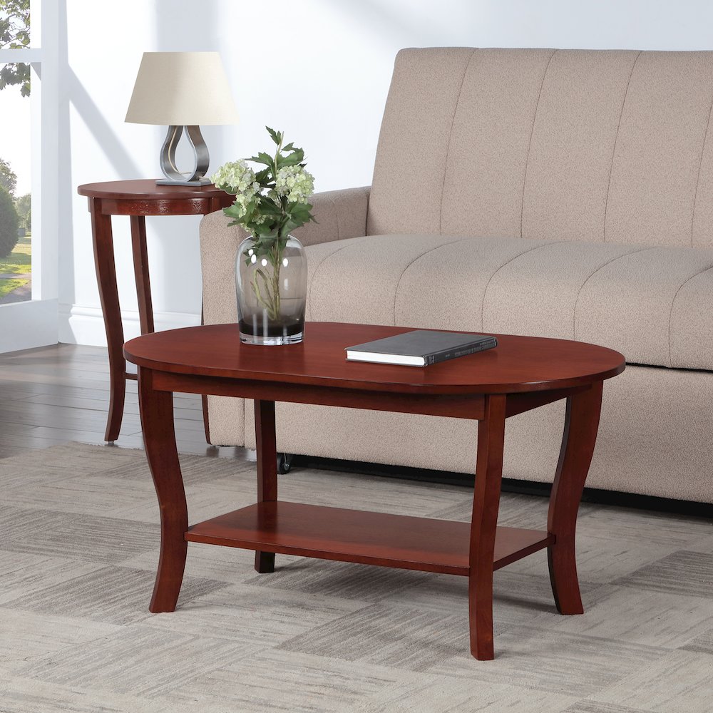 American Heritage Oval Coffee Table with Shelf