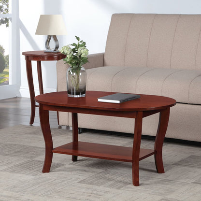 American Heritage Oval Coffee Table with Shelf