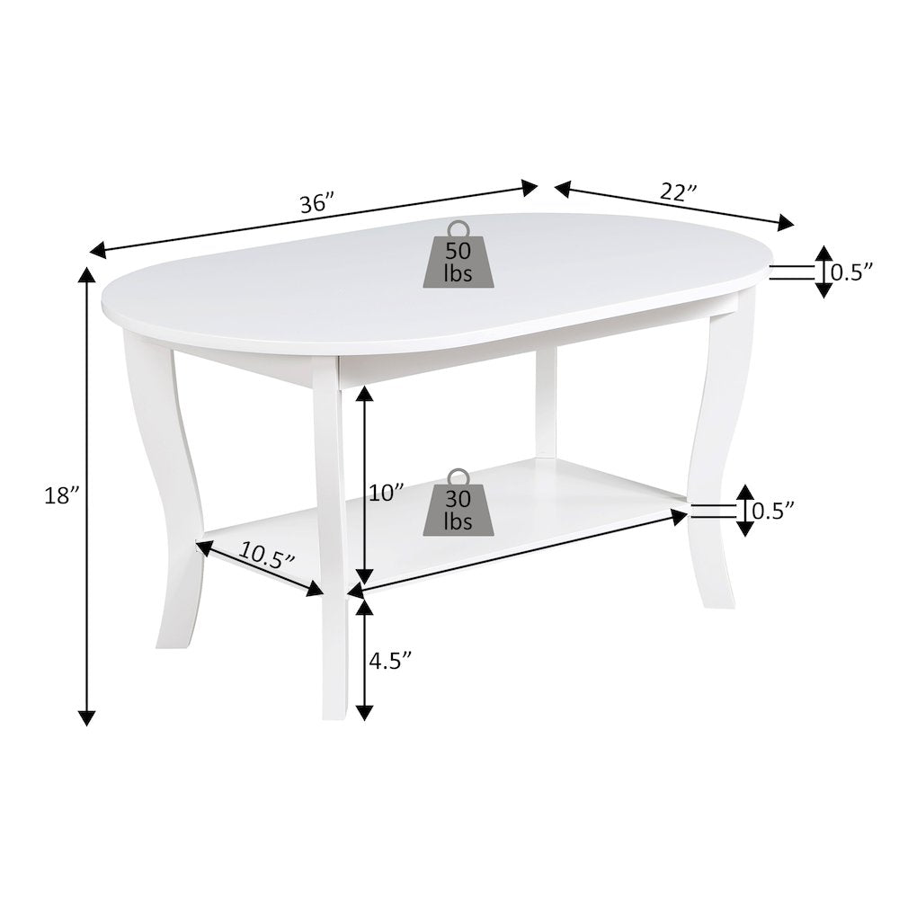 American Heritage Oval Coffee Table with Shelf