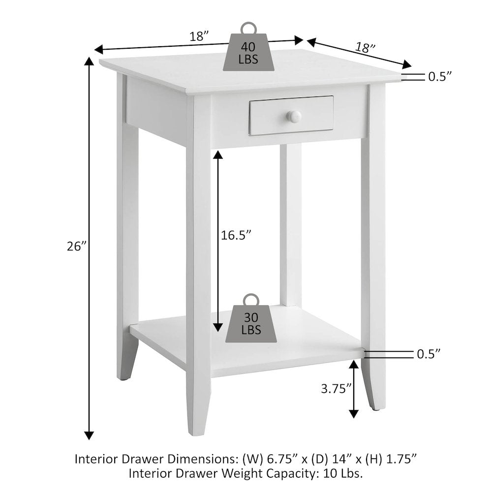 American Heritage End Table with Drawer and Shelf