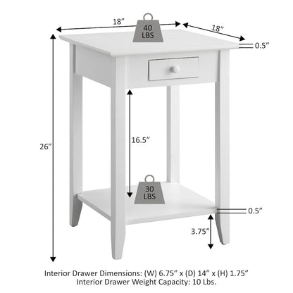 American Heritage End Table with Drawer and Shelf