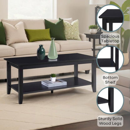 American Heritage Rectangle Coffee Table with Shelf