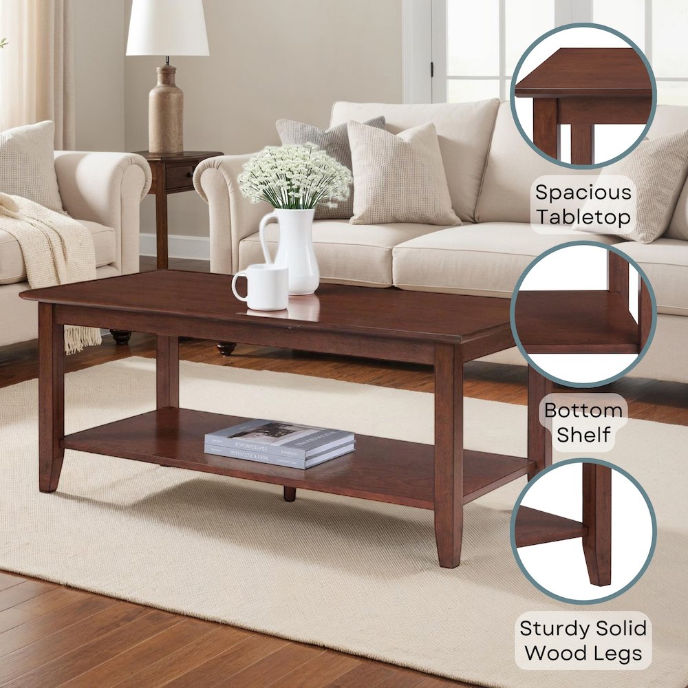 American Heritage Rectangle Coffee Table with Shelf