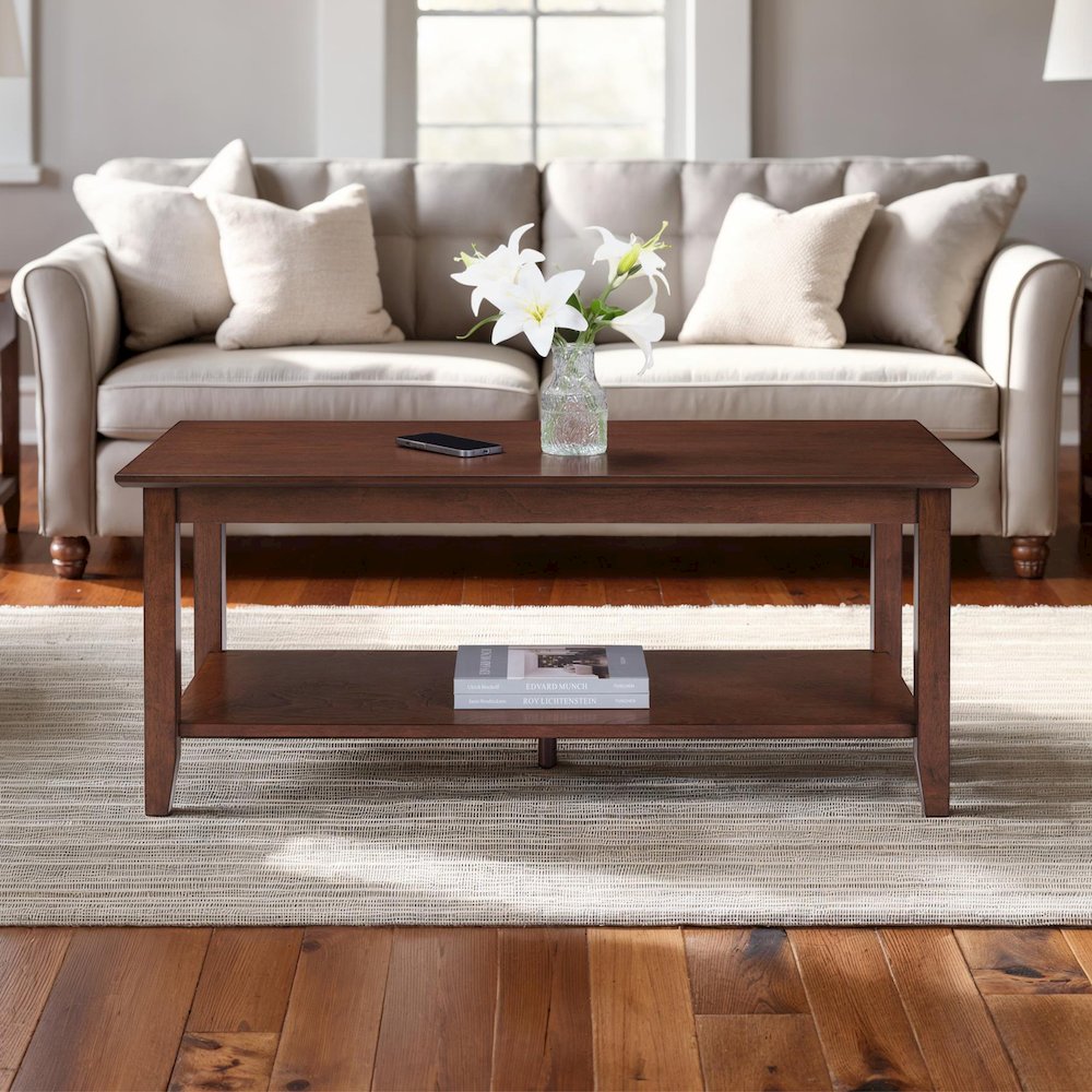 American Heritage Rectangle Coffee Table with Shelf