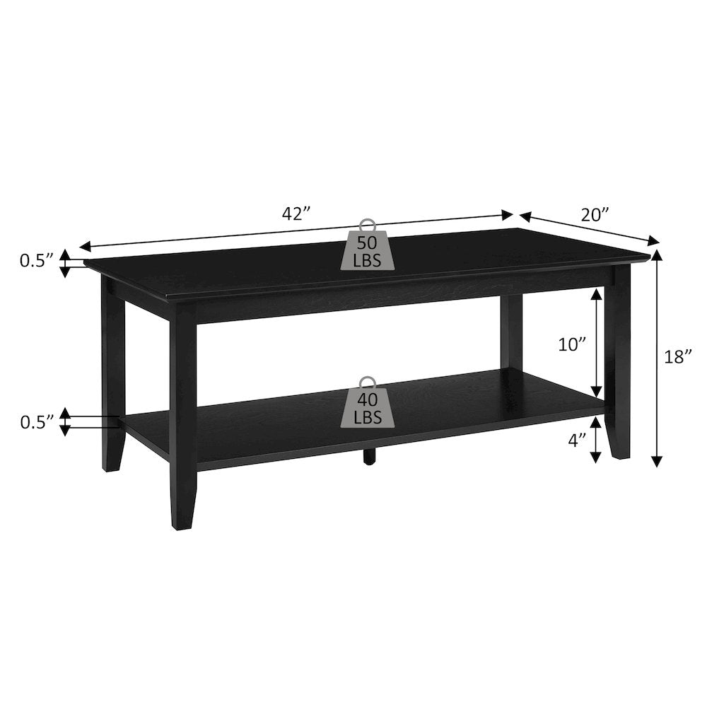 American Heritage Rectangle Coffee Table with Shelf