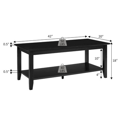 American Heritage Rectangle Coffee Table with Shelf