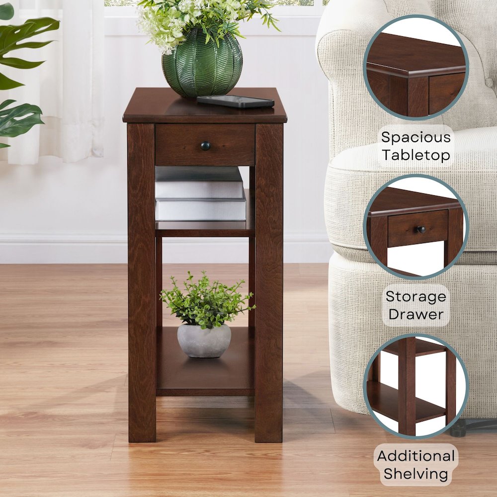 Designs2Go 1 Drawer Baja Chairside End Table with Shelves