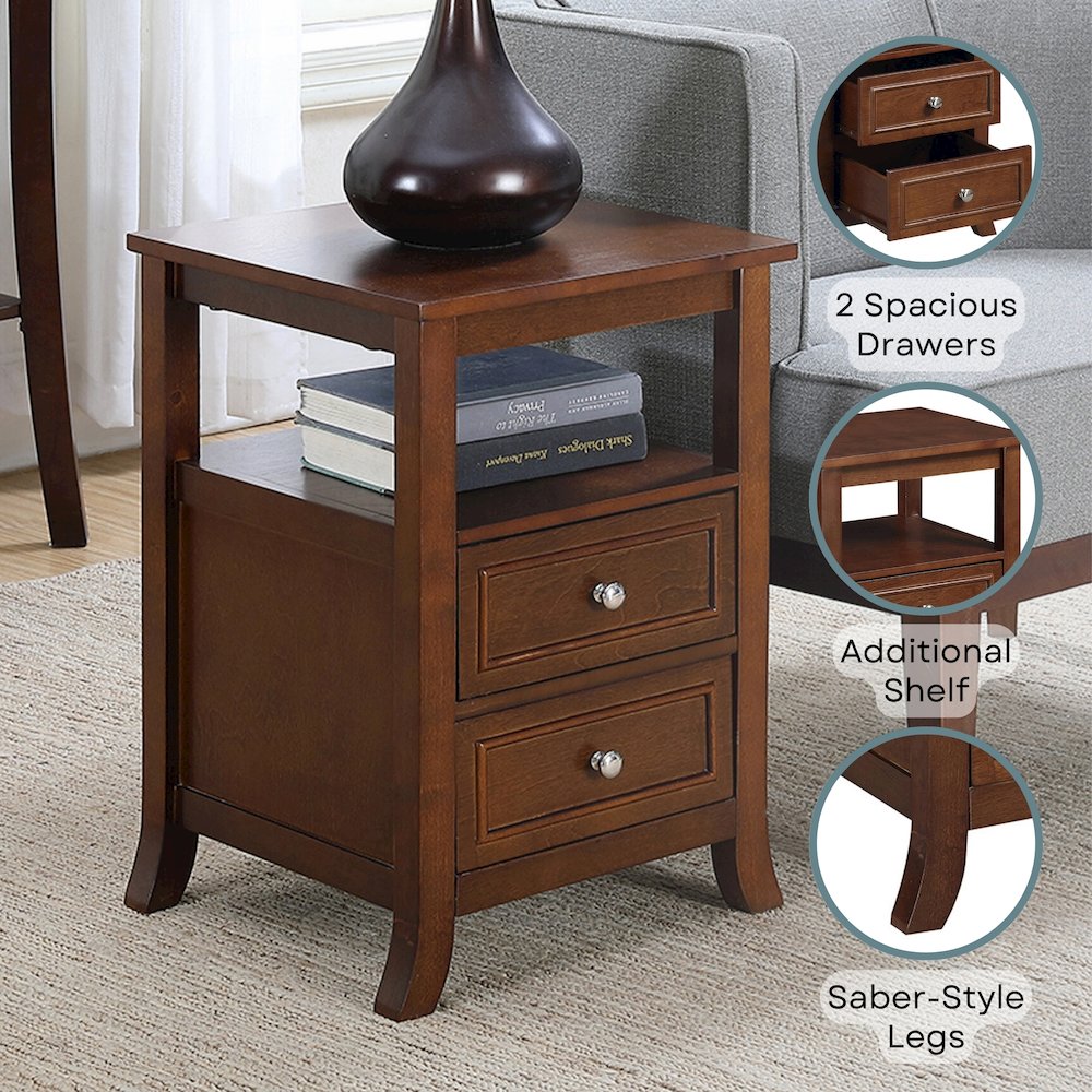 Melbourne 2 Drawer End Table with Shelf