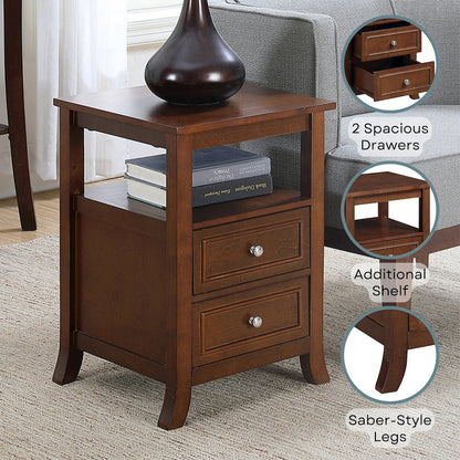 Melbourne 2 Drawer End Table with Shelf