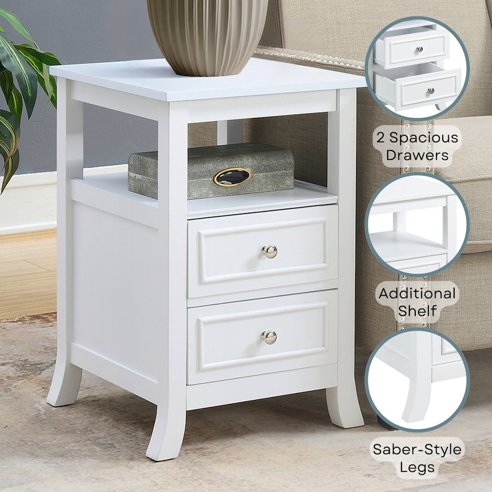 Melbourne 2 Drawer End Table with Shelf