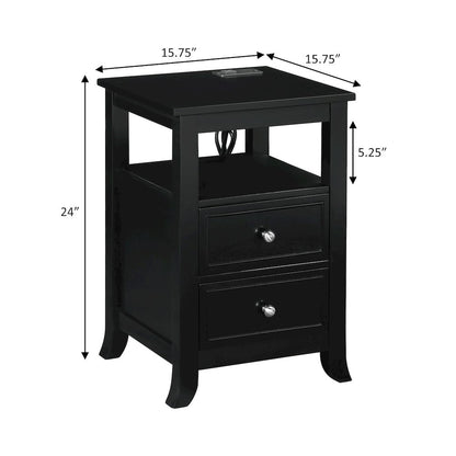 Melbourne 2 Drawer End Table with Charging Station and Shelf