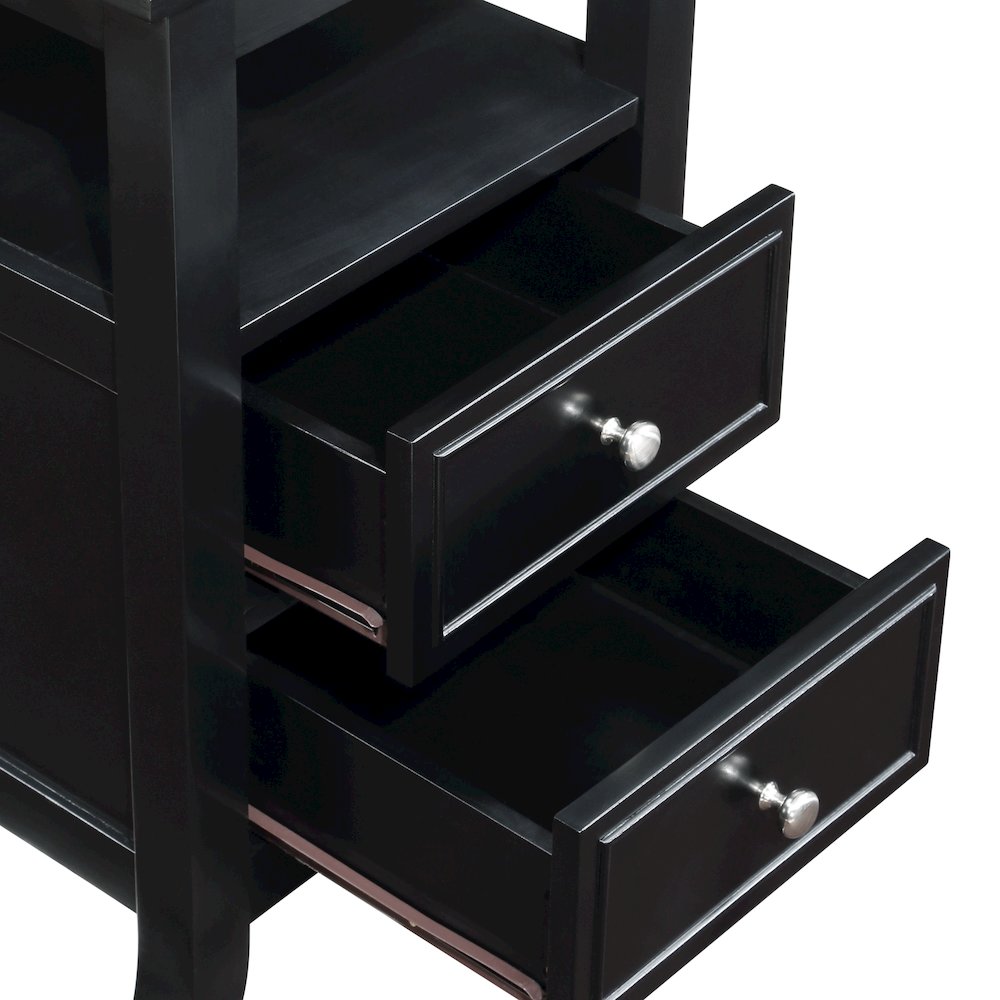 Melbourne 2 Drawer End Table with Charging Station and Shelf