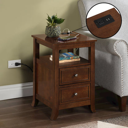 Melbourne 2 Drawer End Table with Charging Station and Shelf