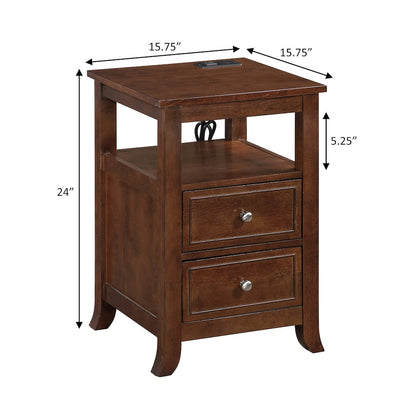 Melbourne 2 Drawer End Table with Charging Station and Shelf