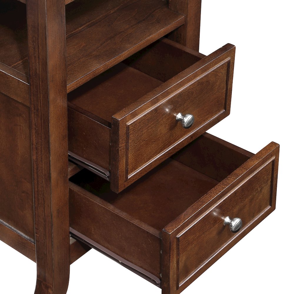 Melbourne 2 Drawer End Table with Charging Station and Shelf