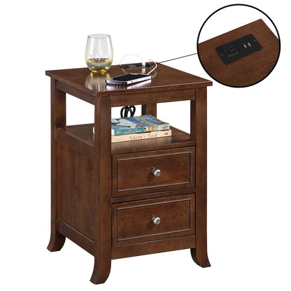 Melbourne 2 Drawer End Table with Charging Station and Shelf