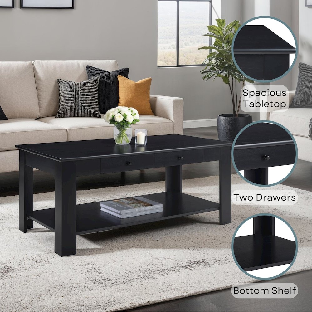 Designs2Go 2 Drawer Baja Coffee Table with Shelf