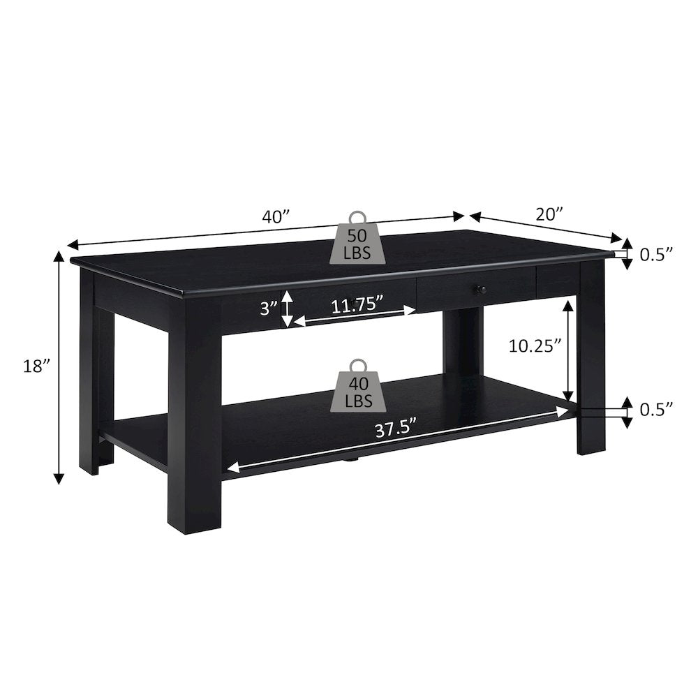 Designs2Go 2 Drawer Baja Coffee Table with Shelf