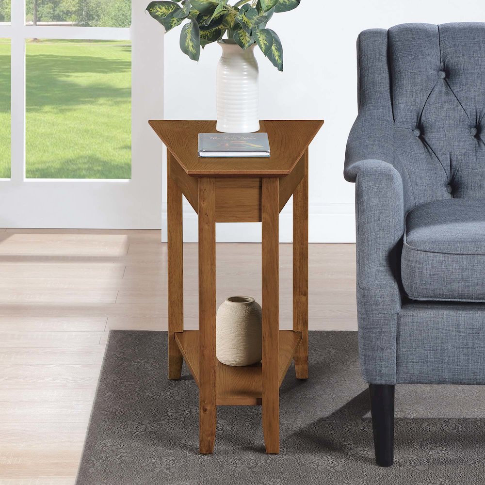 American Heritage Wedge End Table with Shelf