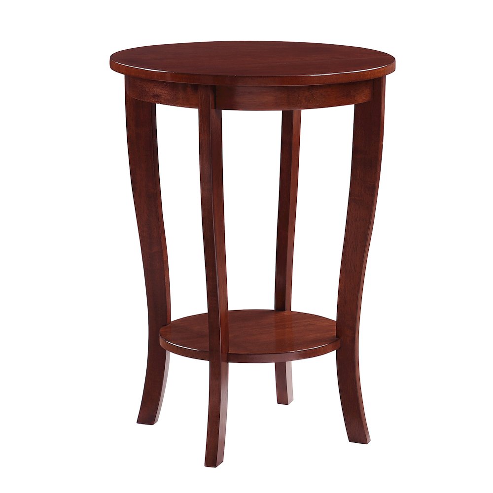 American Heritage Round End Table with Shelf Mahogany