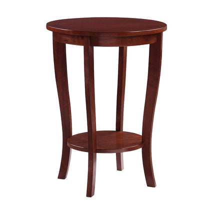 American Heritage Round End Table with Shelf Mahogany