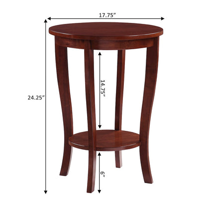 American Heritage Round End Table with Shelf Mahogany