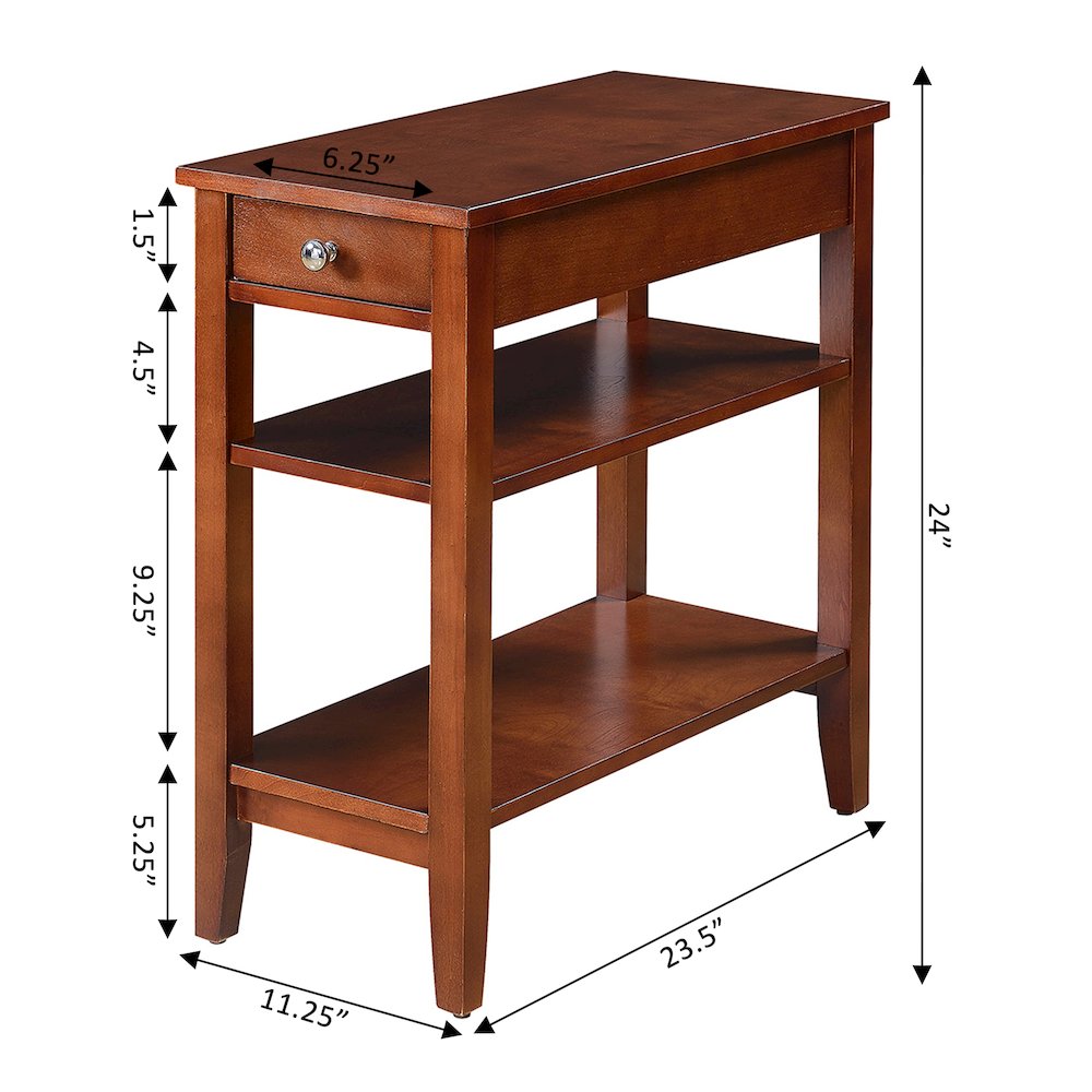 American Heritage 1 Drawer Chairside End Table with Shelves