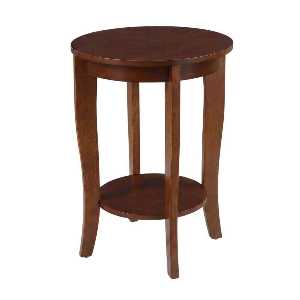 Mahogany Round End Table with Shelf for Classic and Transitional Styles