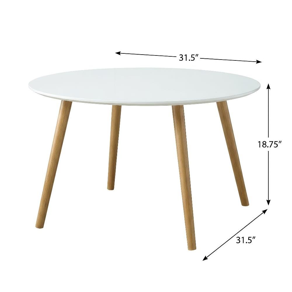 White Round Coffee Table with Sturdy Construction and Compact Design SKU