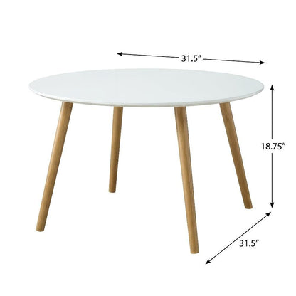 White Round Coffee Table with Sturdy Construction and Compact Design SKU