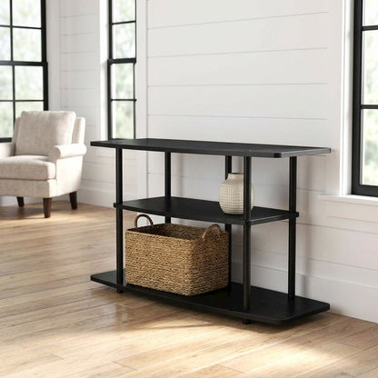 Contemporary black TV stand, TVs up to 46 inches, particle board construction