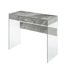 Gray Marble Glass Desk With Modern Design And Spacious Surface