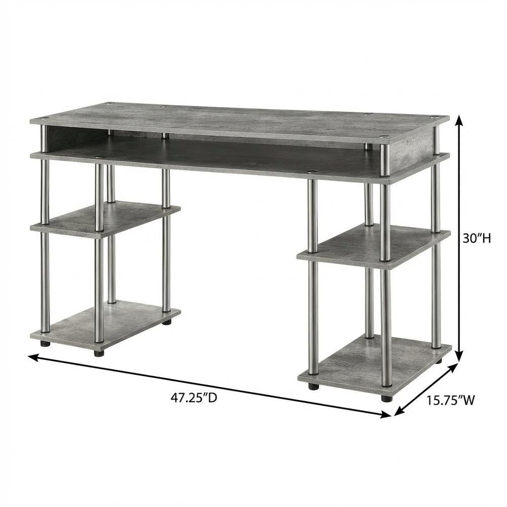 Wooden Student Desk, Melamine Surface, Stainless Steel Frame For Study And Work