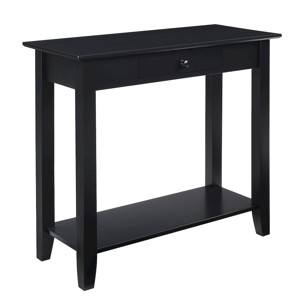 FurniFact Hall Table with Drawer and Open Shelf, Solid Pine Wood Frame
