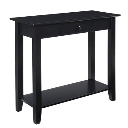FurniFact Hall Table with Drawer and Open Shelf, Solid Pine Wood Frame