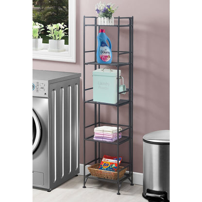 Xtra Storage 5 Tier Folding Metal Shelf, Gray