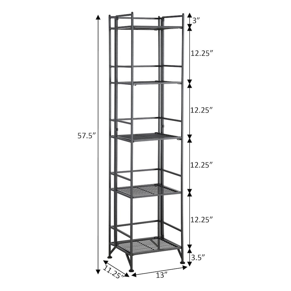 Xtra Storage 5 Tier Folding Metal Shelf, Gray