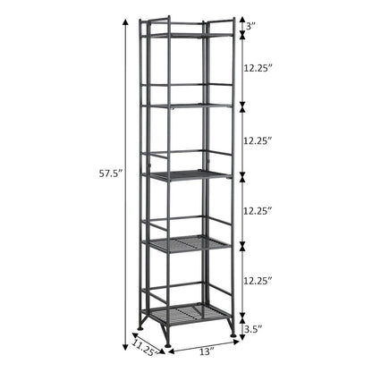 Xtra Storage 5 Tier Folding Metal Shelf, Gray