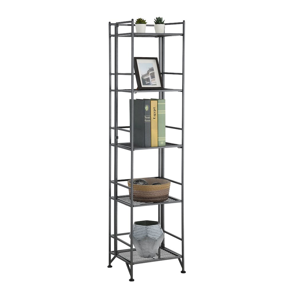 Xtra Storage 5 Tier Folding Metal Shelf, Gray