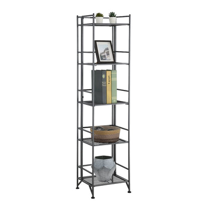Xtra Storage 5 Tier Folding Metal Shelf, Gray